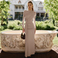 Women's fashion french style slim-fit shirred asymmetrical long sleeve dress - autumn  new arrivals for export
