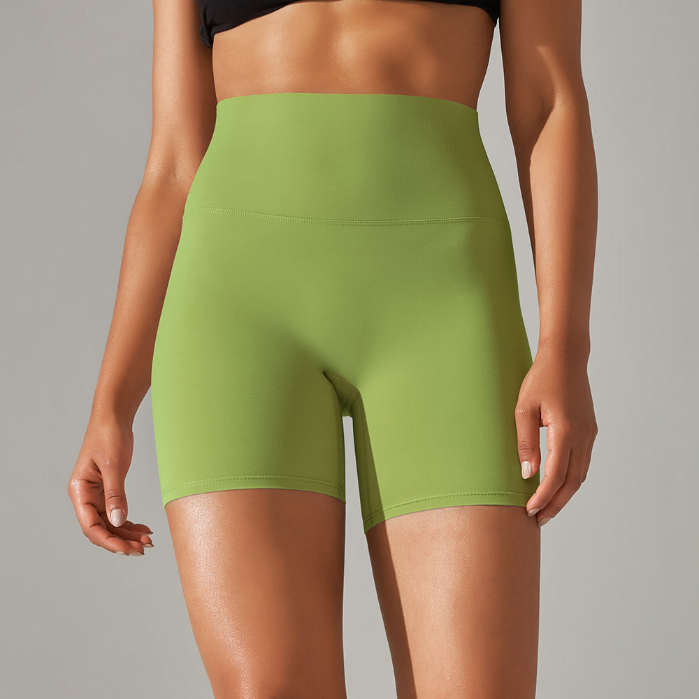 New arrival no awkward line nude high waist yoga pants women's double-sided brushed peach butt tight sports three-quarter pants