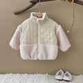fall/winter new collection: kids' lambswool patchwork padded jacket - thickened warm outerwear for boys and girls, korean style stand collar with zipper closure