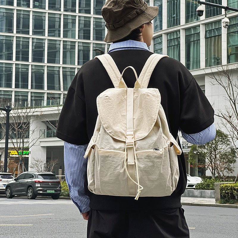 New Japanese simple solid color large-capacity student class backpack men's and women's lightweight sports travel versatile backpack