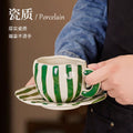 Hand-painted ceramic coffee cup and saucer set - unique gift mug - creative niche gift - high-value handcrafted cup