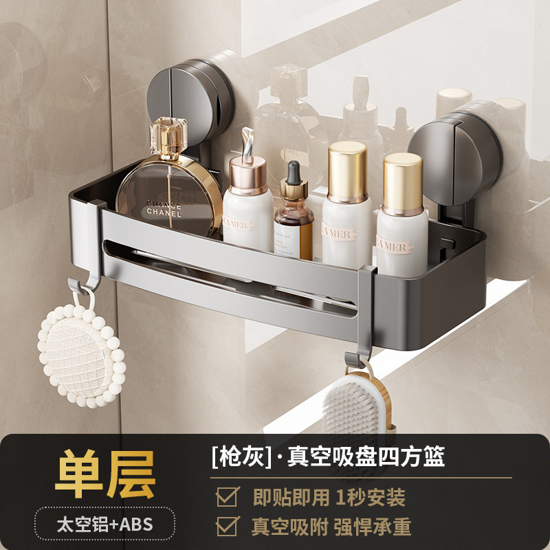 Thickened suction cup bathroom storage rack punch-free wall-mounted bathroom new arrival triangle basket corner storage rack