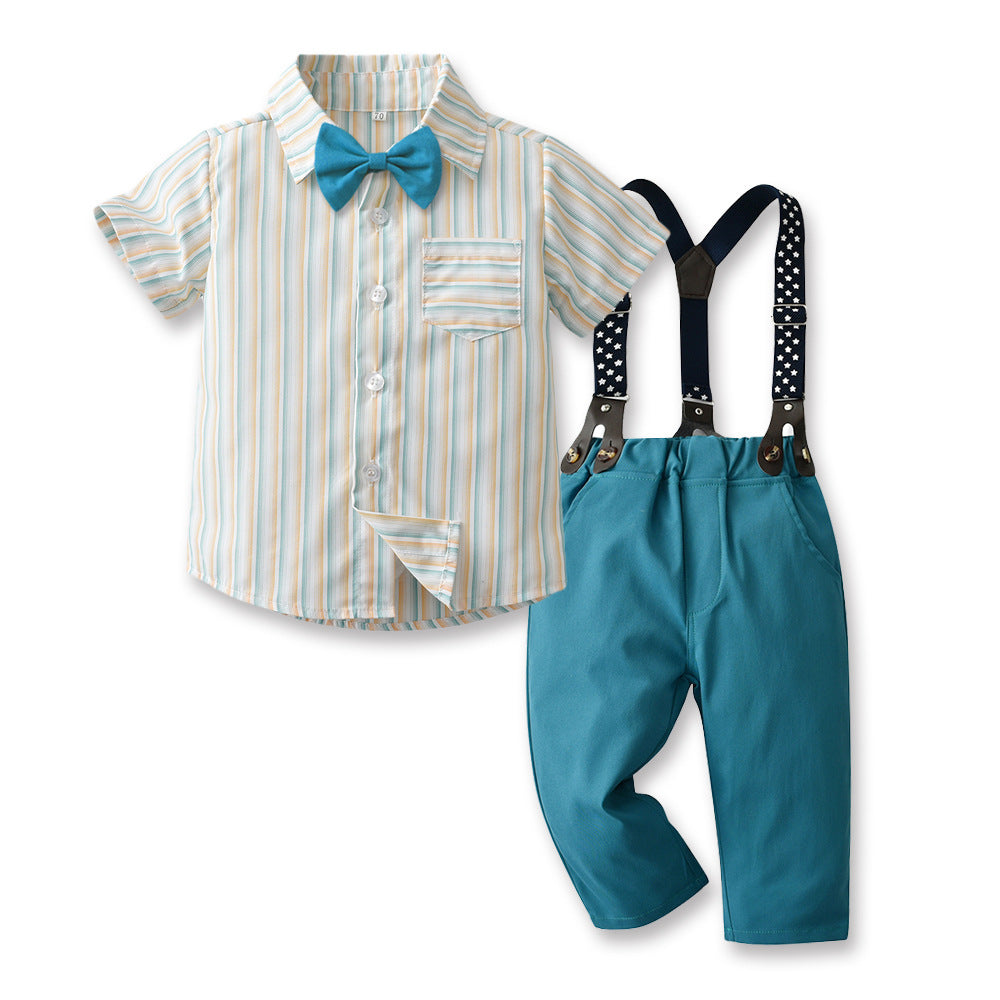 Export children's clothing boys' formal wear kids' suit boy's short-sleeved shirt emcee performance costume flower girl baby's first birthday outfit