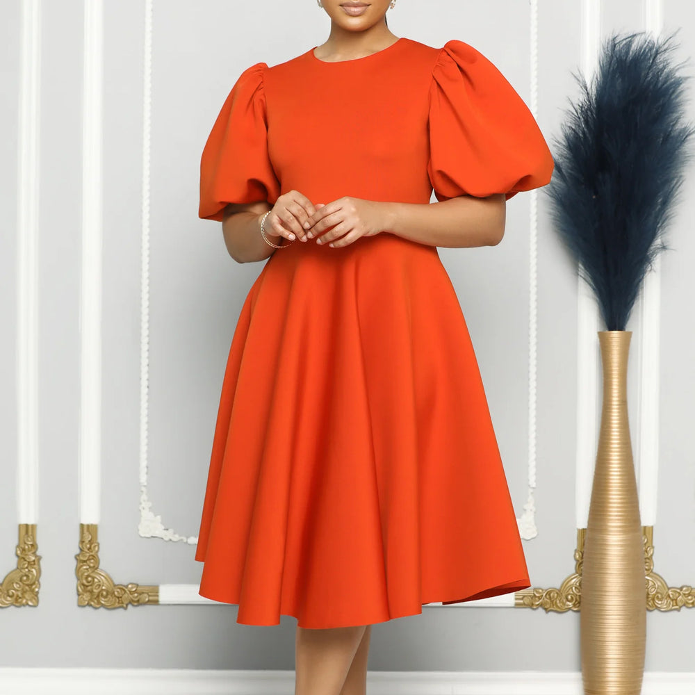 Amazon plus size women's clothing  new bubble sleeve maxi dress elegant evening gown export dress