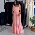 European and american cross-border women's fashion:  spring new arrival - elegant sweet square neck ruffle backless high-waisted maxi dress