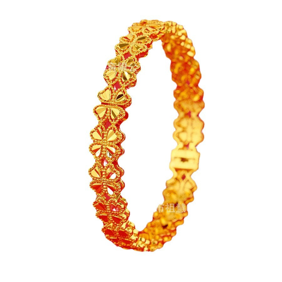 New fashion lucky clover women's luxury gold plated bangle ethiopian african designer dubai