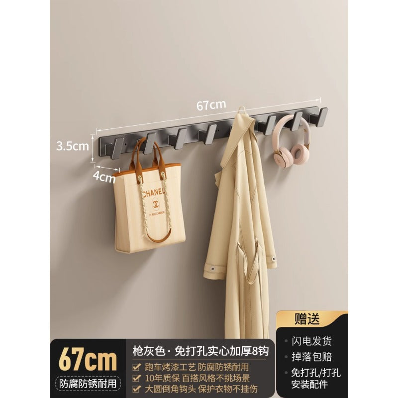 Over-the-door hook, no-drill wall mount hanger, heavy-duty adhesive, weight-bearing entryway coat hook, wall-mounted hook rack