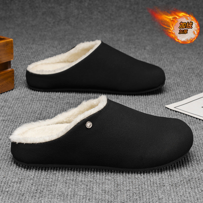 Men's cotton slippers - winter 2025 new collection: thick-soled, non-slip, wear-resistant, fleece-lined, warm, slip-on half slippers