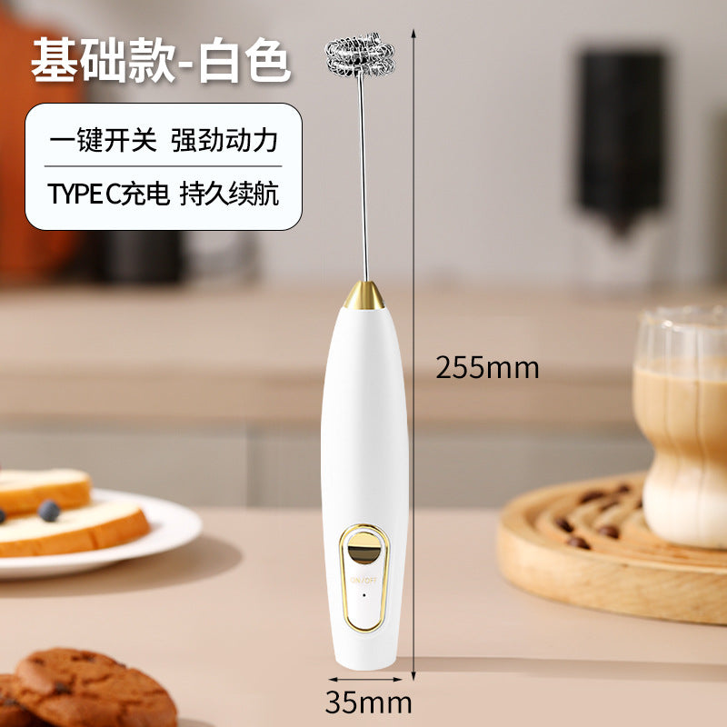 Electric milk frother coffee mixer whisk - cordless handheld mini egg beater - kitchen baking tool