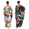 Special offer: digital print mesh panel batwing sleeve beaded loose fit crew neck plus size women's dress