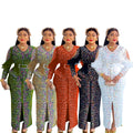supply hot diamond beading off-shoulder long sleeves waist slit long skirt v neck african long skirt dress