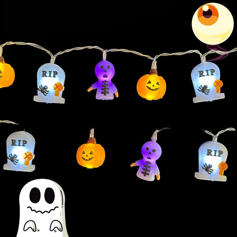 New Halloween light string skull ghost horror decorative lights ghost festival atmosphere small lights battery box pumpkin lights