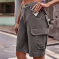 Wish summer european and american style women's clothing cross-border e-commerce  new elastic waist denim cargo shorts trendy