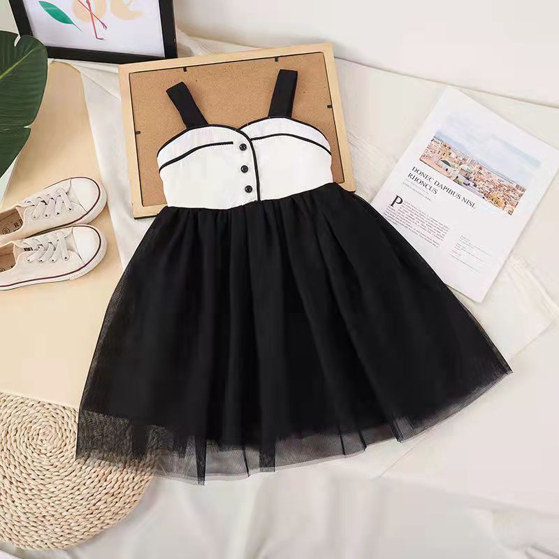 Girls' all-cotton summer dress - korean style, mesh tutu princess dress, sleeveless kids' dress