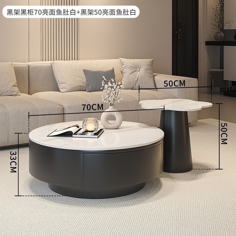 Round slate coffee table combination living room for home italian normcore tea table large and small apartmentaccessible luxuryclassy sense tea table
