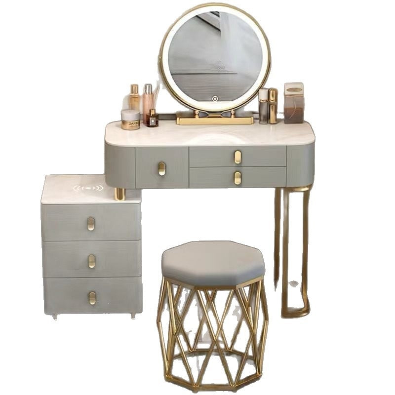 Vanity table bedroom solid wood smart home vanity table multi-functional makeup table accessible luxurycasualplaid vanity table