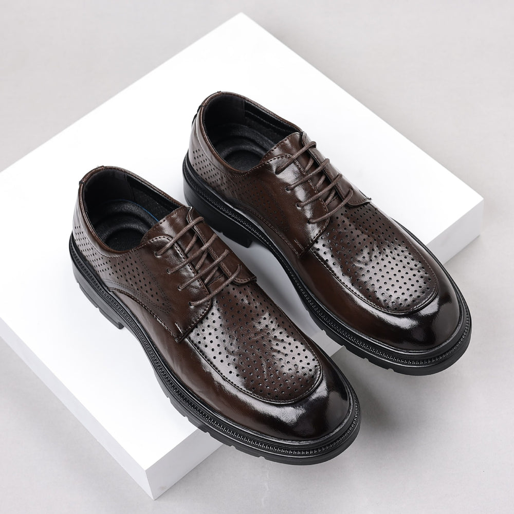 Genuine leather hand-crafted texture dress shoes for men - formal, casual, business, commute, office, soft sole, wedding, groom shoes