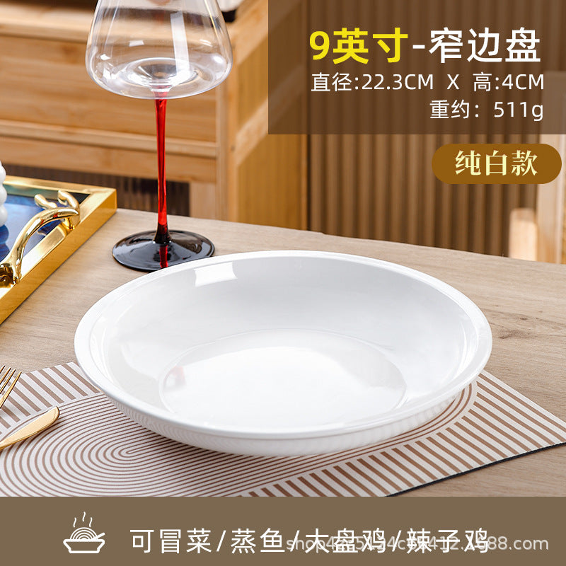 Wholesale gold-rimmed ceramic large plate deep plate thickened oven mitt soup plate boiled fish hair bloodwang for home vegetable plate large round plate