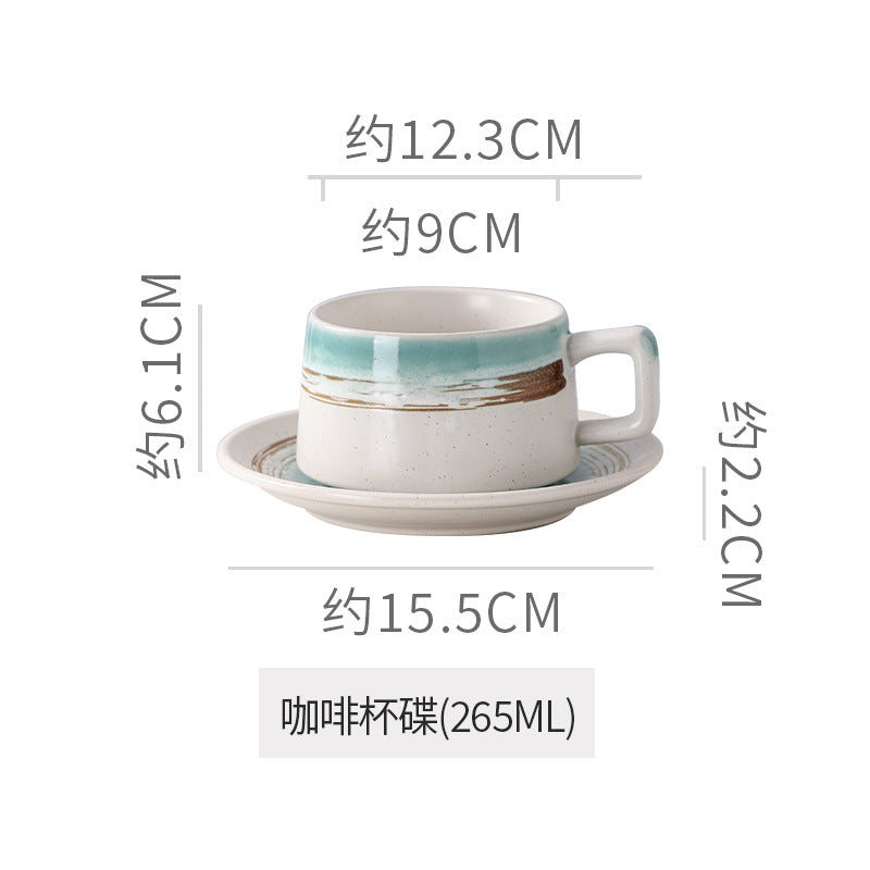 Personalized retro ink style ceramic tableware bowls, plates, dishes, restaurant for home threaded dessert plate, good-looking western dinner plate