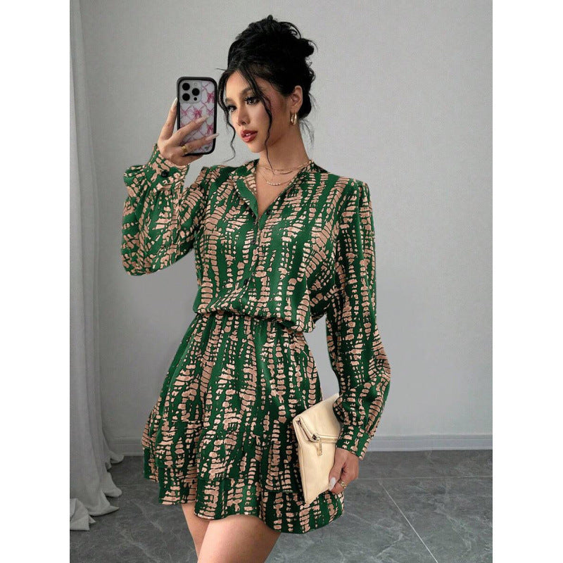 fashion  autumn new arrivalelegantv neck lantern sleeve ruffles long sleevesshortdress