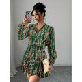 fashion  autumn new arrivalelegantv neck lantern sleeve ruffles long sleevesshortdress