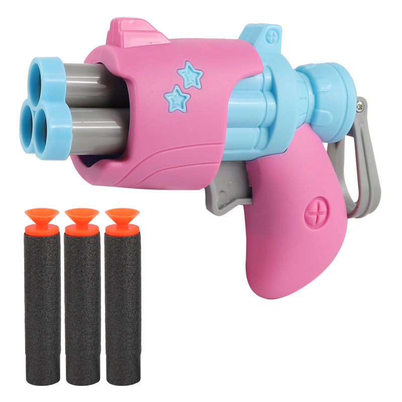 Douyin boy carrot new toy mini gun manual soft bullet revolver indoor kids toy gun suction cup bullet