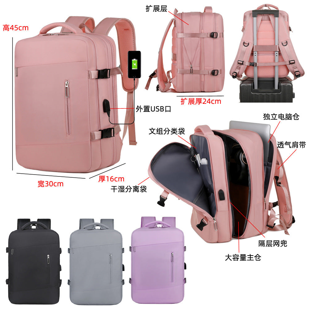 New multi-functional schoolbag, simple and fashionable scalable backpack, wear-resistant large-capacity luggage for business trips