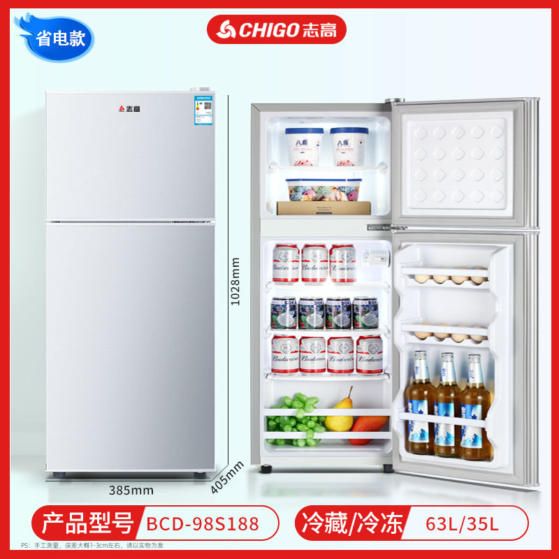 Chigo refrigerator double door refrigeration and freezing dormitory rental room use first class for home small refrigerator two person refrigerator