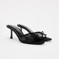 new women's bowknot high heel sandals pointed toe stiletto mesh summer heels