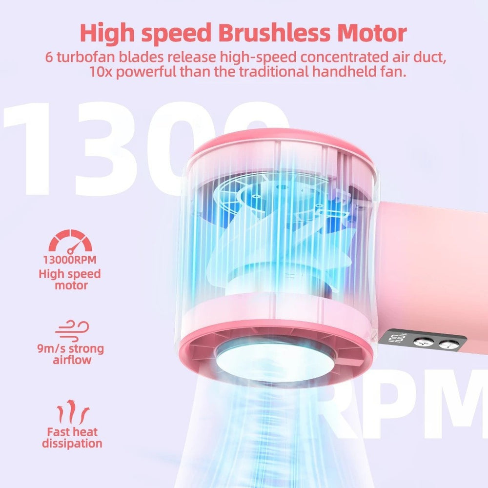 high-speed handheld cooling fan usb rechargeable mini digital display turbine violent high wind small fan s006