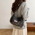 2025 new fashion versatile denim bag women's shoulder crossbody bag hello kitty casual travel canvas bag