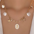 Imitation pearl bow necklace wholesale european and american cross-border portrait relief niche irregular cross clavicle chain for women
