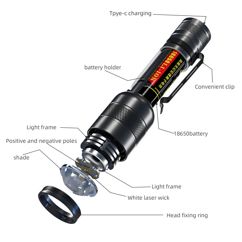 Cross-border new P50 hand-held flashlight three-source lighting flashlight wholesale zoom charging flashlight strong light