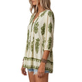 summer new arrival: pullover v-neck casual printed oversized top