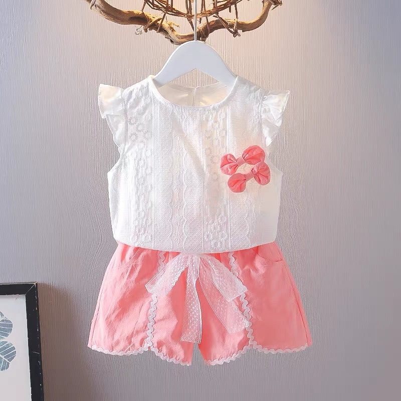 Girls' summer outfit set -  new fashionable two-piece short-sleeve set for baby girls