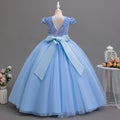 Ready-to-ship, european and american style girls' evening gown, long, puffy skirt, high-end children's dress with sequin embellishments