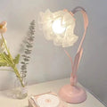 Cream romantic table lamp - bedroom bedside lamp - trendy girl birthday gift - popular european style floral ambient light