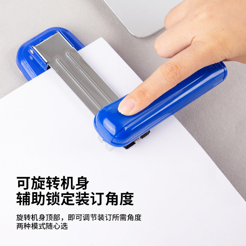 Deli 0828 stapler 360 degree rotatable stapler student middle seam riding nail No. 12 stapler wholesale