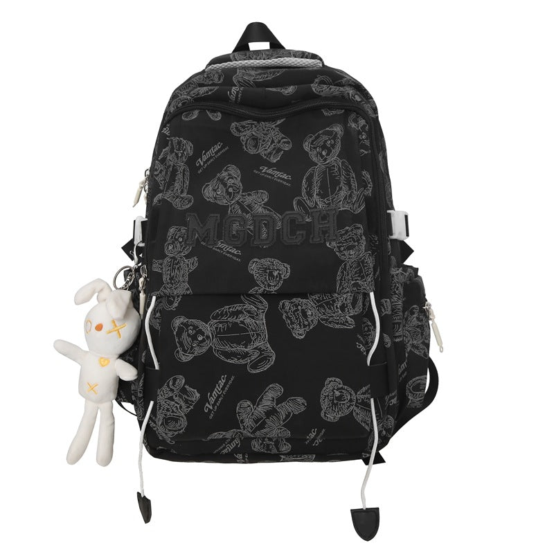New bear backpack, schoolbag, large capacity, strong and dirt-resistant college student backpack, backpack, high school boy