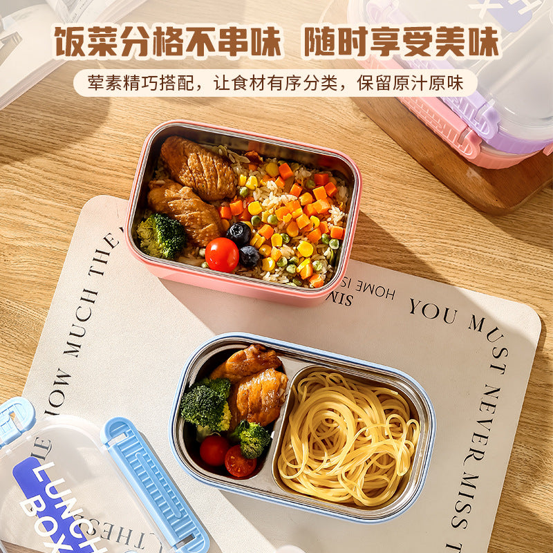 student lunch box office worker 304 stainless steel compartment lunch box portable single-layer stainless steel lunch box