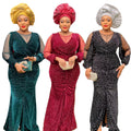 African  women's plus size heavy rhinestone dress european and american new sequin christmas party evening dress