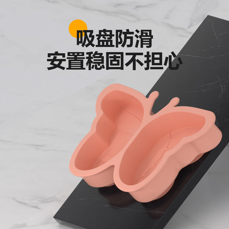 Children's Plate Silicone Suction Cup Learning Food Bowl Grid Plate Infant and Toddler Feeding Tableware Food Grade Baby Supplementary Food Bowl