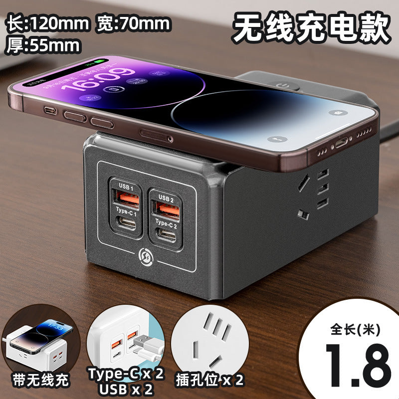 60w wireless phone charging socket panel multifunctional with usb fast charging power strip home dormitory power strip