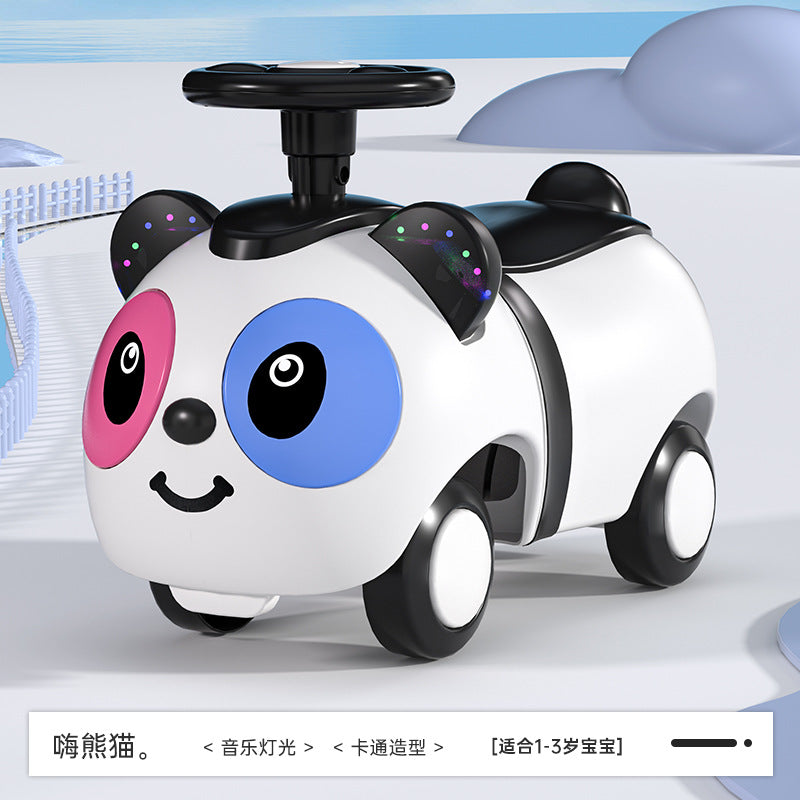 New children's panda yo-yo car baby four-wheel scooter 1-5 years old children's toy car twist car peanut car