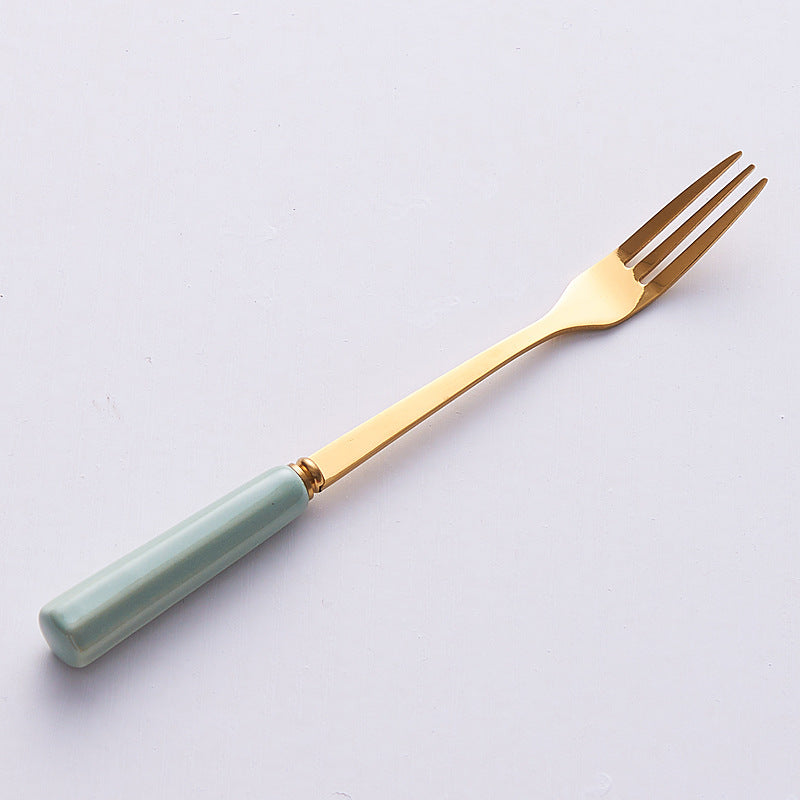 Custom stainless steel fruit fork set with ceramic fruit fork jar - multi-purpose pen holder, high-value fruit forks, customizable designs