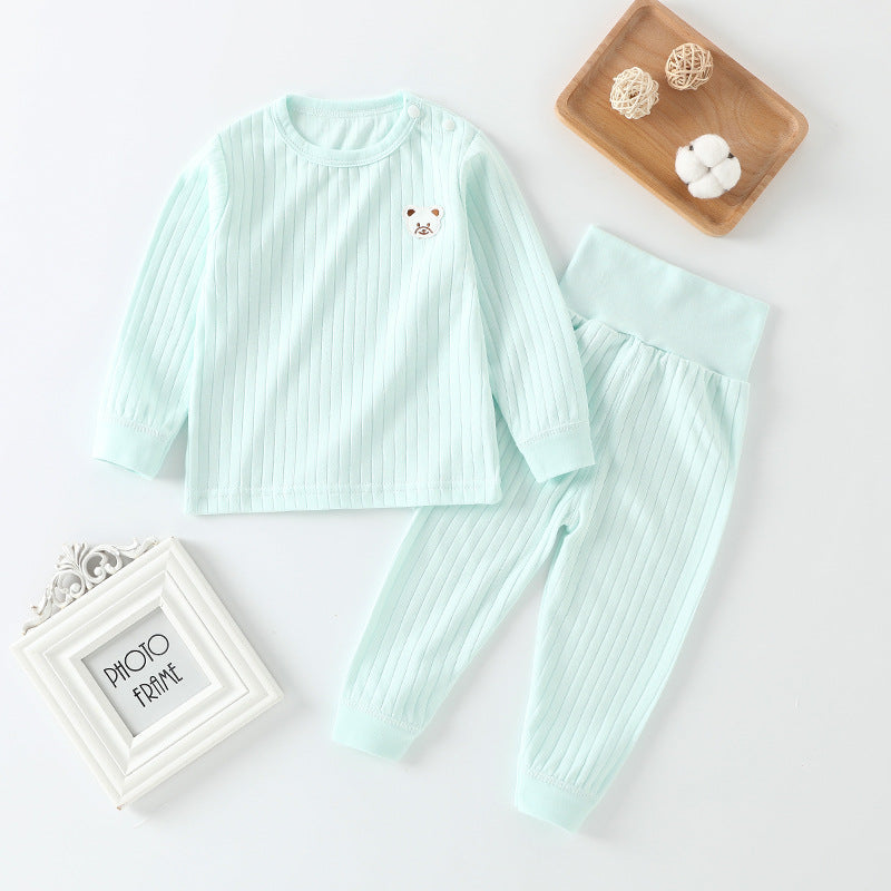 Baby autumn clothessuitpure cotton baby high waist belly protector boys pajamas girl home clothes spring & fall kidsintimates