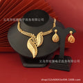 Hollow jewelry tassel suit gold plated elegance leaf earrings, women's classy accessories leaf necklace pendant