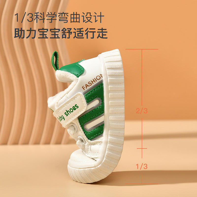 Toddler shoes for baby boys 0-1-3 years old, autumn/winter infant and toddler shoes for baby girls, soft sole non-slip, fleece-lined, extra thick cotton shoes