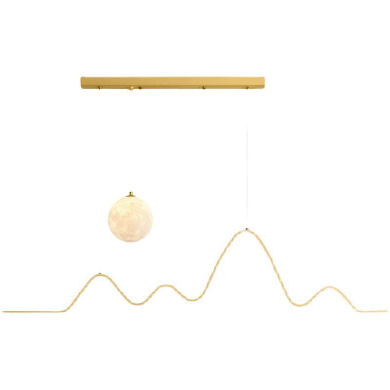Full Spectrum Minimalist Restaurant Chandelier Moon Strip LED Light 2025 New Designer Line Bar Lighting