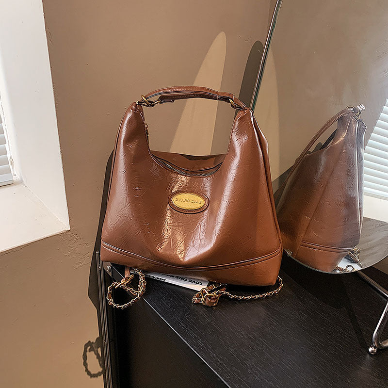 Foreign trade women's bag simple light luxury shoulder bag women's new 2025 spring and summer texture underarm bag large capacity messenger bag